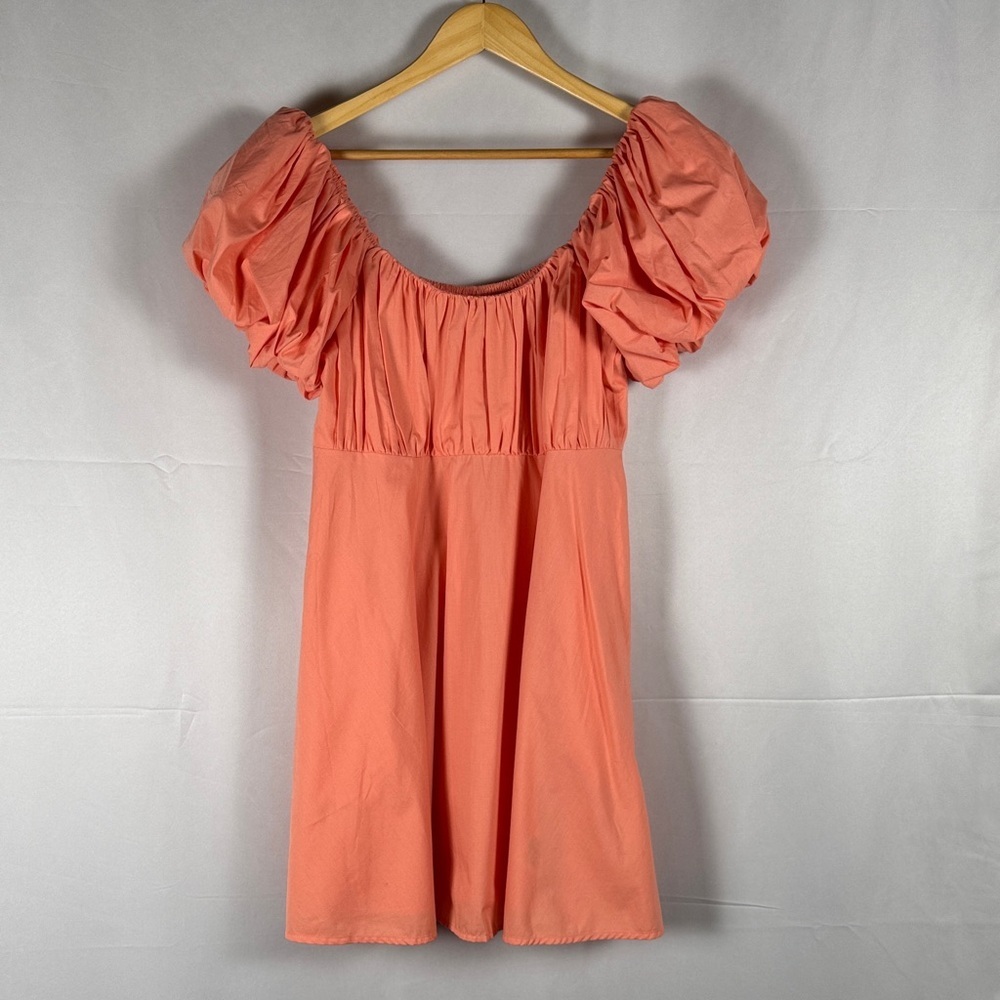 Abercrombie & Fitch Emerson Babydoll Dress Puff Sleeve Milkmaid Smocked Women Lg